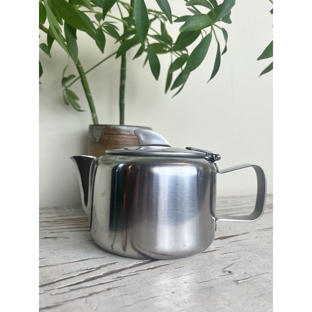 Rare Vintage MCM Old Hall Stainless Steal Teapot 3/4pt Modern Art Deco Retro - Picture 4 of 9
